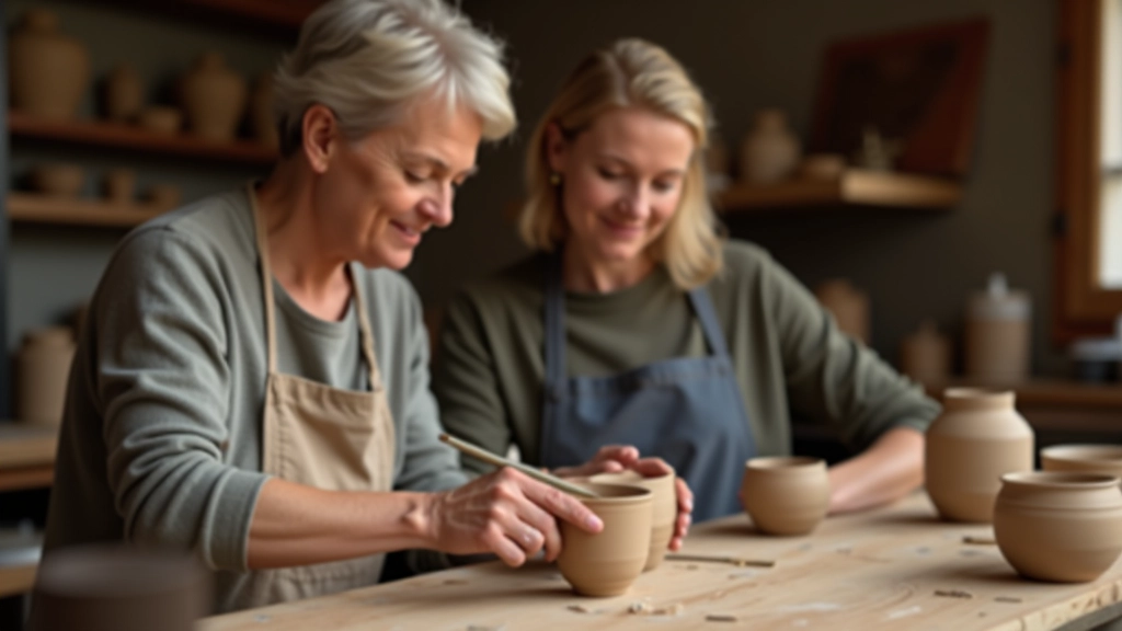 Adults of target age group engaged in pottery workshop