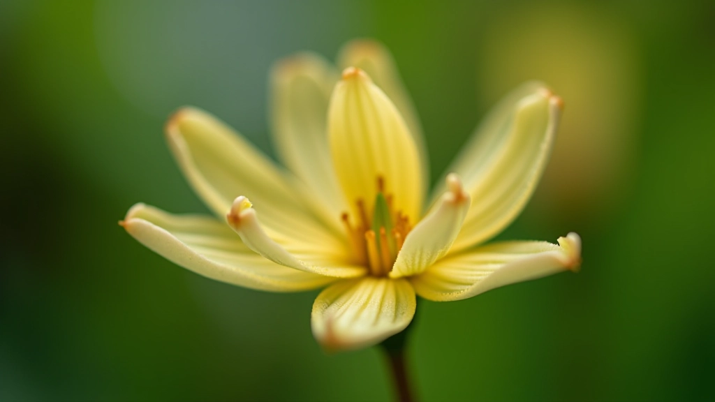 Close-up view of rare flowering plant with intricate petals and detailed botanical features in garden setting